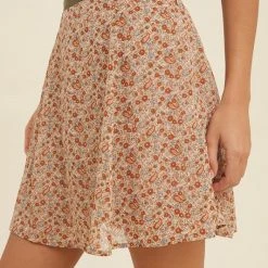 Purple Door Boutique Apricot Paisley Floral Mini Skirt