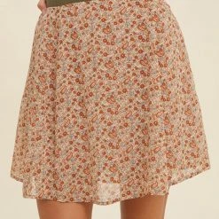 Purple Door Boutique Apricot Paisley Floral Mini Skirt