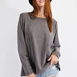 Purple Door Boutique Boxy Babe Ash Washed Top