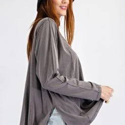 Purple Door Boutique Boxy Babe Ash Washed Top