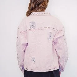 Purple Door Boutique The Pink Stud Denim Jacket New Arrivals