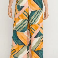 Purple Door Boutique Green Abstract Wide Leg Pants New Arrivals