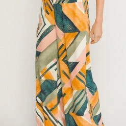 Purple Door Boutique Green Abstract Wide Leg Pants New Arrivals