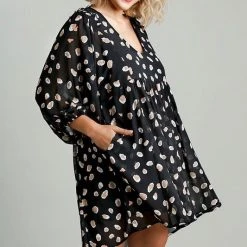 Purple Door Boutique Running Wild Black Animal Print Babydoll Dress Summer SALE