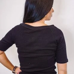 Purple Door Boutique Black Favorite Ribbed Knit Top