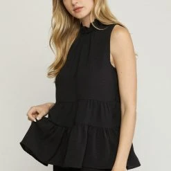 Purple Door Boutique New Arrivals Wishful Delight Black Tiered Top