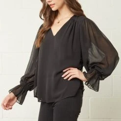 Purple Door Boutique Ladies Night Out Black Blouse