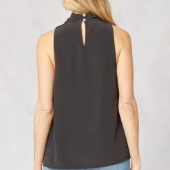Purple Door Boutique Black Cowl Neck Sleeveless Top