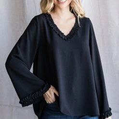 Purple Door Boutique Winter Favorite Black Top