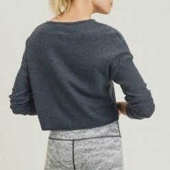 Mono B Athleisure Mono B Black Waffle Knit Cropped Top Ladies'