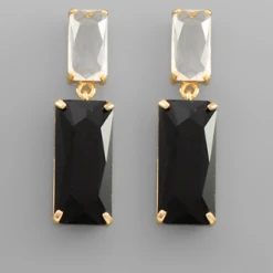 Purple Door Boutique Jewelry Baguette Black Dangle Earrings