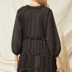 Purple Door Boutique Satin Babydoll Dress In Black