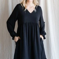 Purple Door Boutique Simple Bliss Black Babydoll Dress New Arrivals