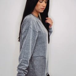 Purple Door Boutique Mono B Fuzzy Charcoal Pullover