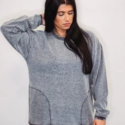 Purple Door Boutique Mono B Fuzzy Charcoal Pullover