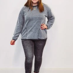 Purple Door Boutique Mono B Fuzzy Charcoal Pullover