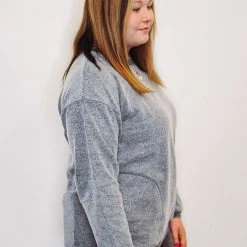 Purple Door Boutique Mono B Fuzzy Charcoal Pullover