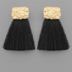 Purple Door Boutique Be Mine Black Fringe Earrings