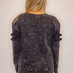 Purple Door Boutique Ladies' Black Charcoal Terry Knit Top