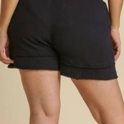 Purple Door Boutique Together Forever Black Gauze Shorts Ladies'