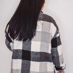 Purple Door Boutique Snuggled Up Black White Shacket Ladies'