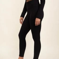 Mono B Athleisure Mono B GREEN Essential Solid Black Leggings