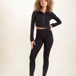 Mono B Athleisure Mono B GREEN Essential Solid Black Leggings