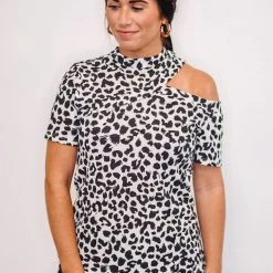 Purple Door Boutique Black Leopard Print Thermal Top $15 & $19 Tops