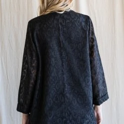 Purple Door Boutique Monochromatic Black Satin Blazer