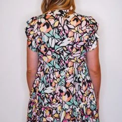 Purple Door Boutique Black Floral Babydoll Dress