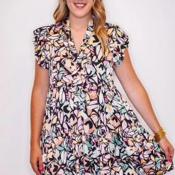 Purple Door Boutique Black Floral Babydoll Dress