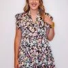 Purple Door Boutique Black Floral Babydoll Dress
