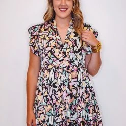 Purple Door Boutique Black Floral Babydoll Dress