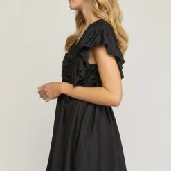 Purple Door Boutique New Arrivals Graceful Black Pleated Dress