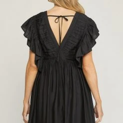 Purple Door Boutique New Arrivals Graceful Black Pleated Dress
