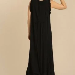 Purple Door Boutique Into The Night Black Frayed Maxi Dress Summer SALE