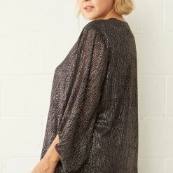 Purple Door Boutique Sweet Shimmer Black Top Ladies'