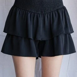 Purple Door Boutique Girlie Girl Black Ruffle Shorts Summer SALE
