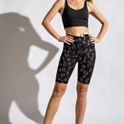 Purple Door Boutique Animal Foil Print Black Biker Shorts Ladies' 11 Purple Door Boutique Animal Foil Print Black Biker Shorts Ladies'