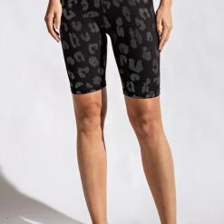 Purple Door Boutique Animal Foil Print Black Biker Shorts Ladies'