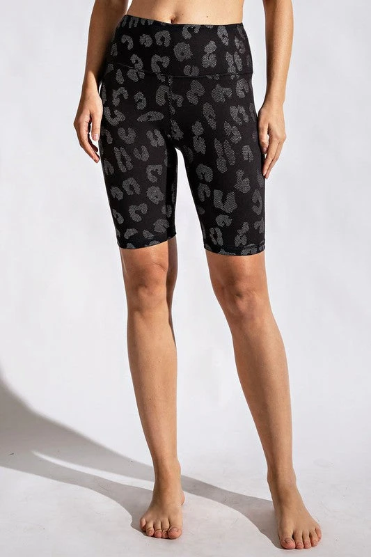 Purple Door Boutique Animal Foil Print Black Biker Shorts Ladies' 2 Purple Door Boutique Animal Foil Print Black Biker Shorts Ladies'