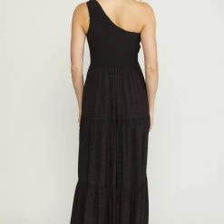 Purple Door Boutique New Arrivals Black One Shoulder Maxi Dress