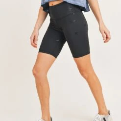 Mono B Athleisure Ladies' Mono B Black Star Foil Biker Shorts