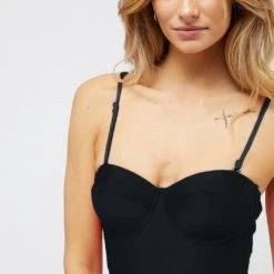 The Purple Door Boutique Black Mesh One Piece Swimsuit Summer SALE