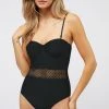 The Purple Door Boutique Black Mesh One Piece Swimsuit Summer SALE