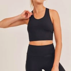 Mono B Athleisure Mono B GREEN Black Racer Cropped Tank