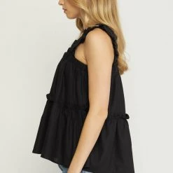Purple Door Boutique Sunshine Wishes Black Tiered Top