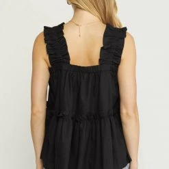 Purple Door Boutique Sunshine Wishes Black Tiered Top