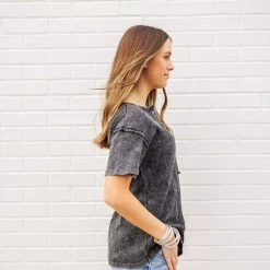 The Purple Door Boutique New Arrivals Summer Knit Black Charcoal Top