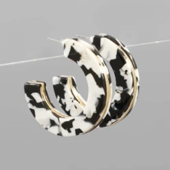 Purple Door Boutique Jewelry Acrylic Hoop Earrings Black White